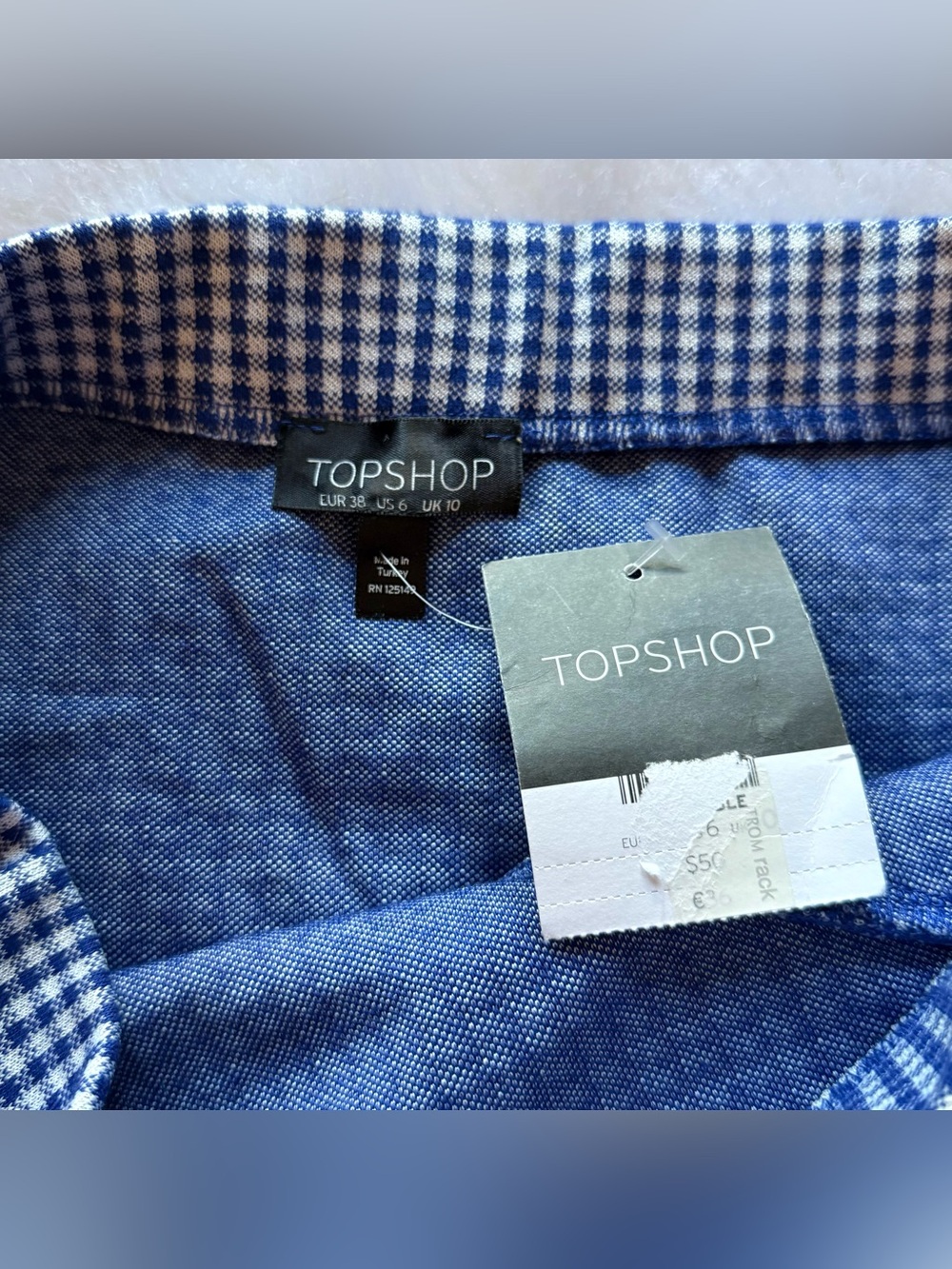 Topshop navy blue gingham ruffle mini skirt - Picture 4 of 6